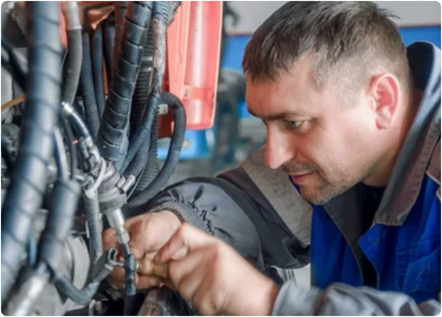 Mechanic working on vehicle